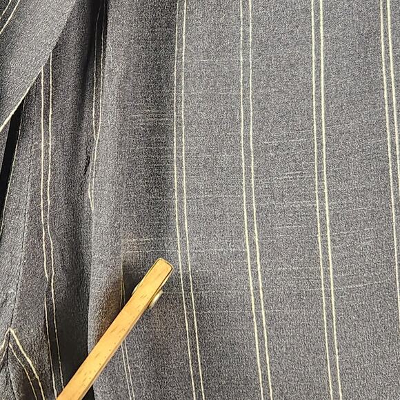 Wilfred Aritzia Paperbag Pants Women L Black Cream Striped Wide Leg Cropped - Picture 13 of 15